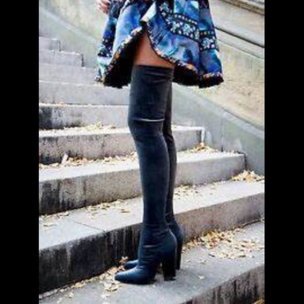 Zara thigh high blue boots 39 - Picture 2 of 8